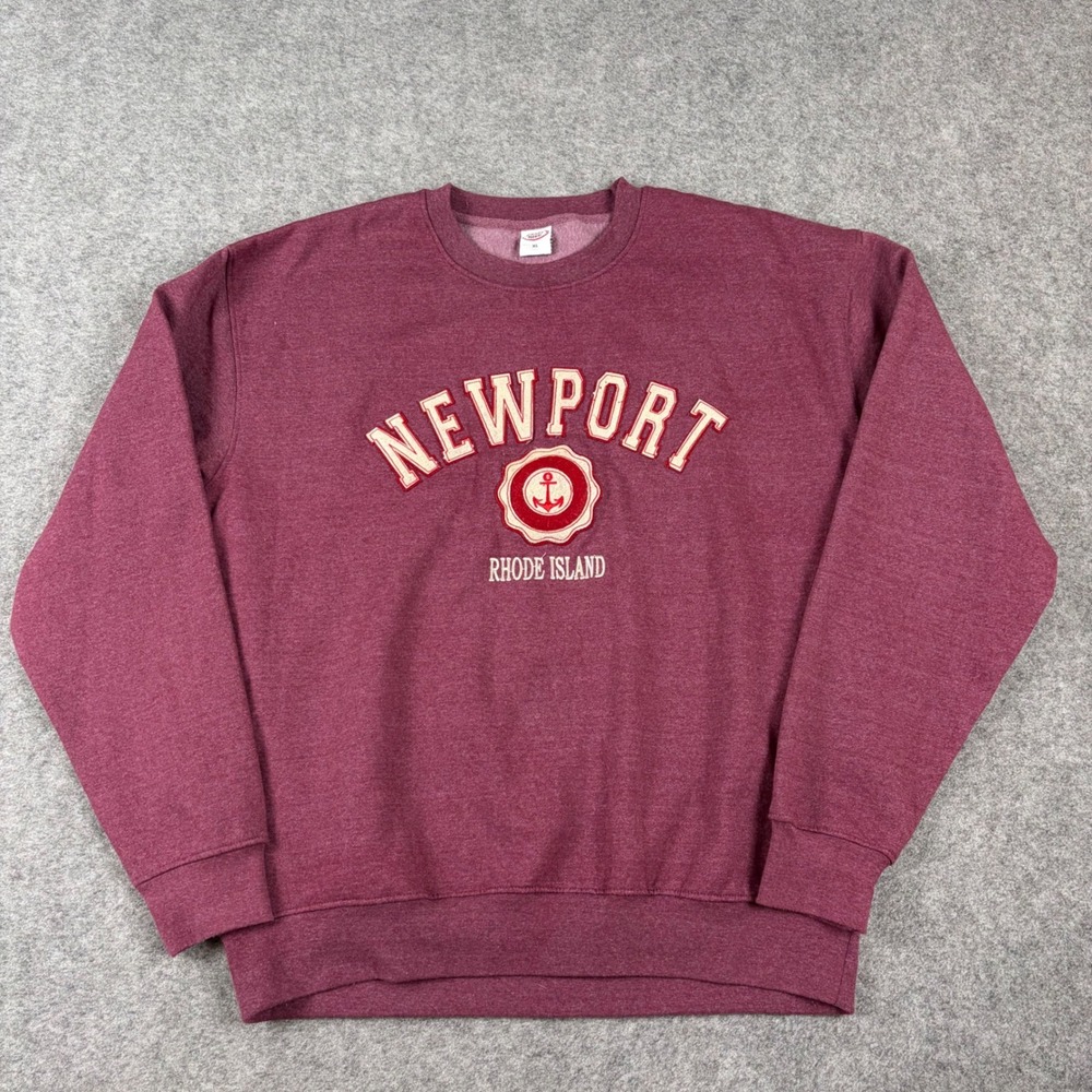 Crazy Apparel Newport Rhode Island Sweatshirt Mens XL Maroon Crewneck Nautical
